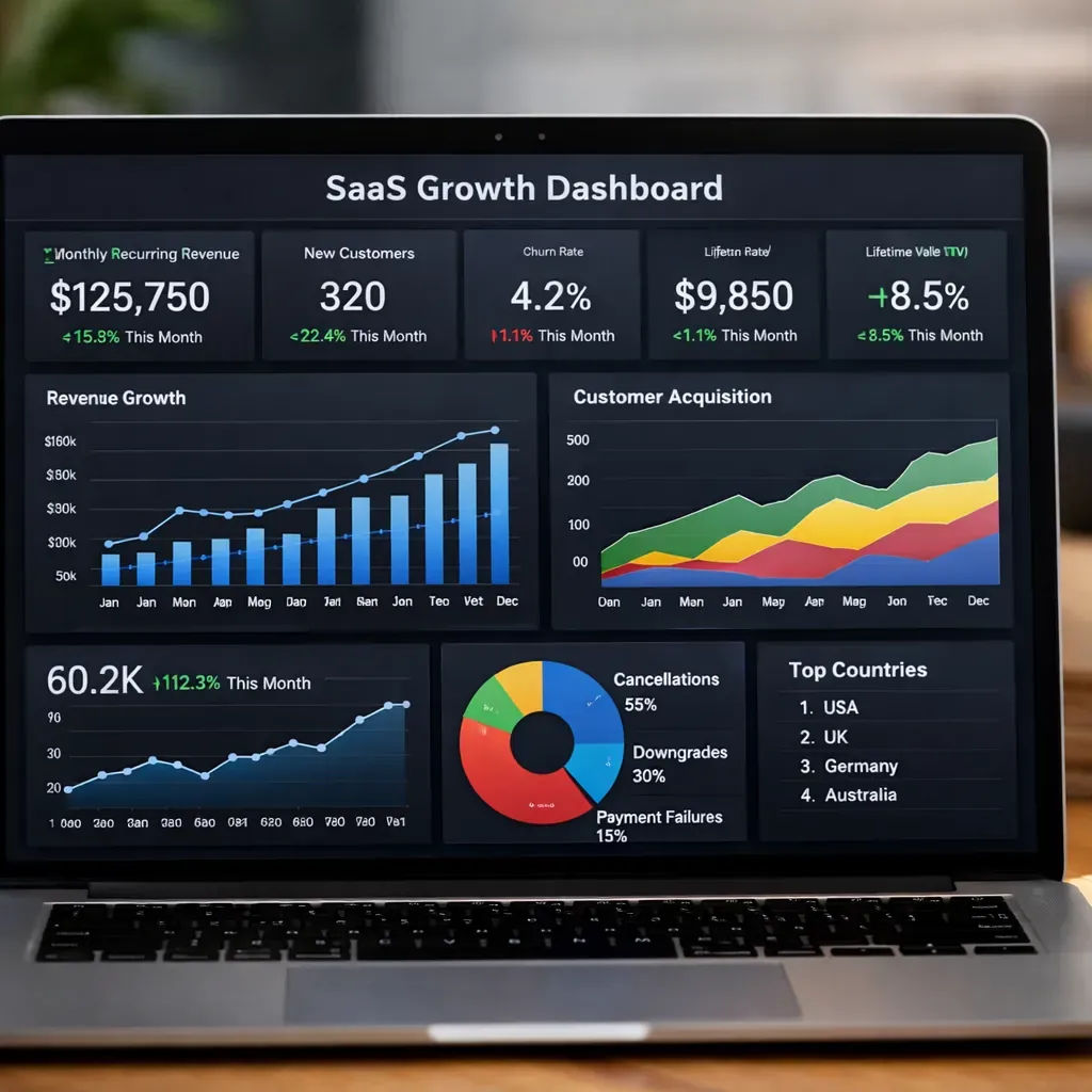 Data and analytics screen representing SaaS growth