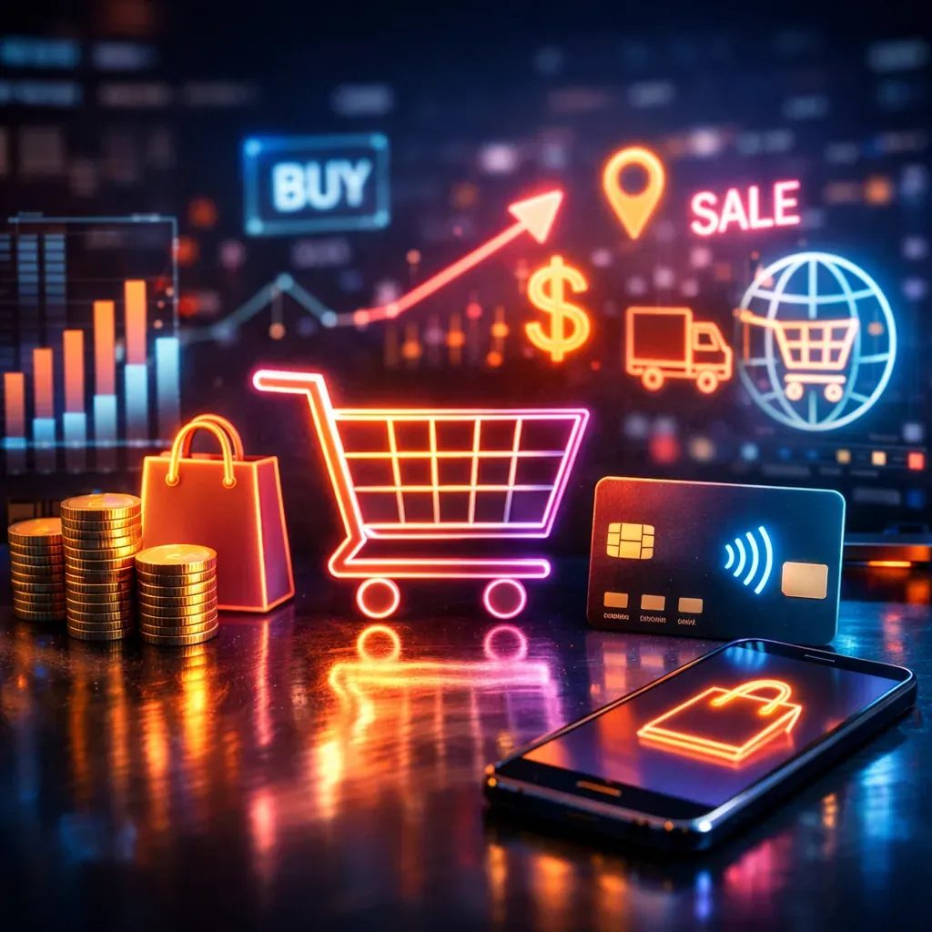 Abstract neon commerce visualization