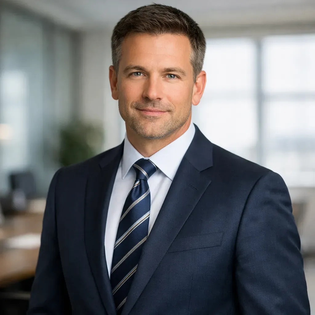 Professional portrait of a male business consultant in a suit