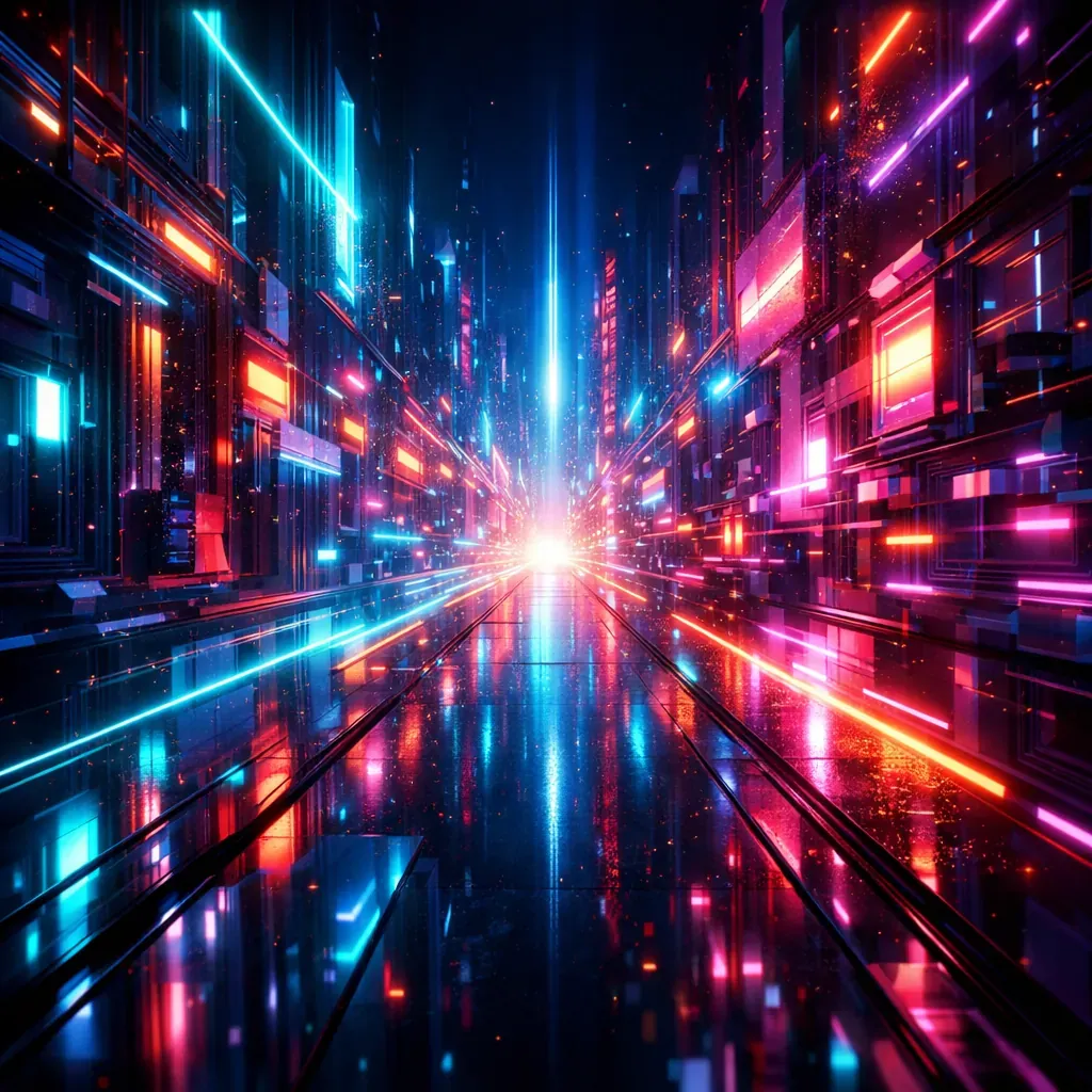 Abstract neon cyberpunk visualization