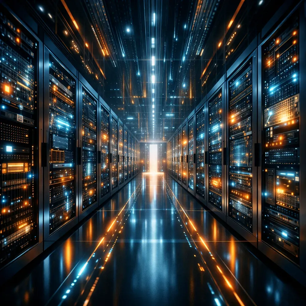 Abstract digital server room structure