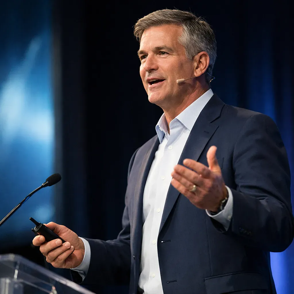 Executive speaking on stage