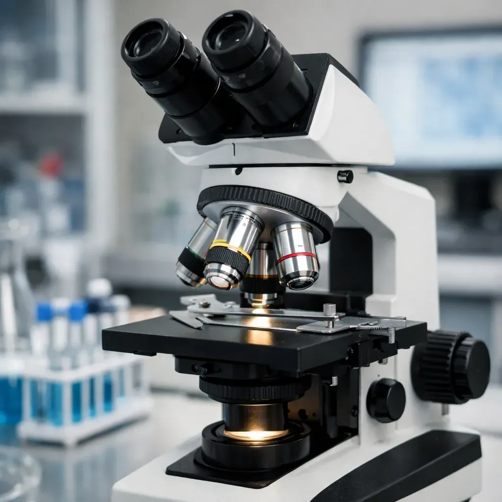 Microscope in a laboratory setting