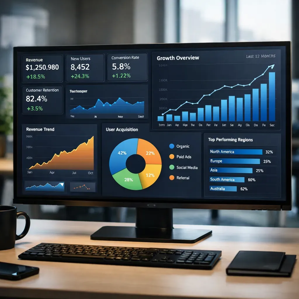 Data dashboard representing growth