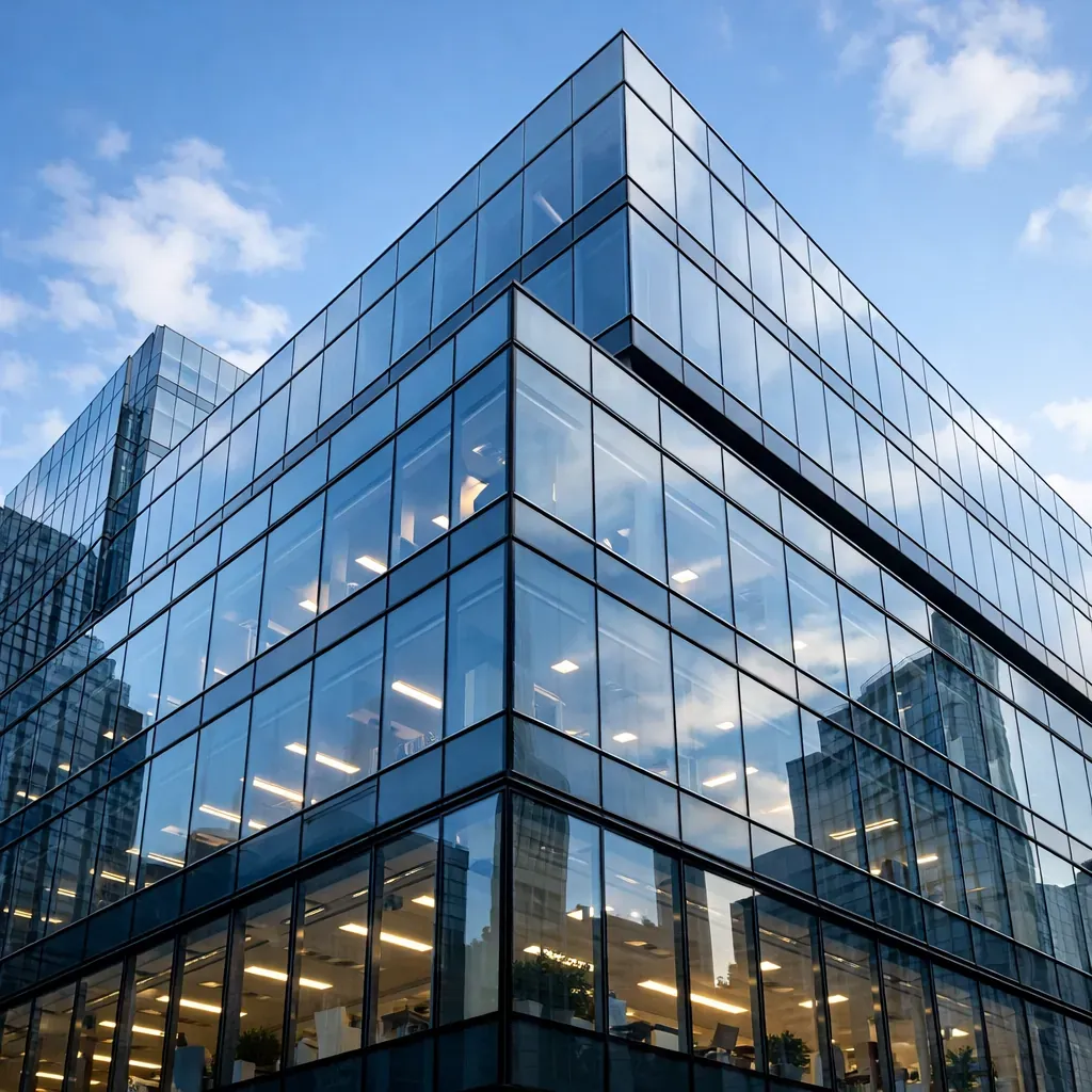 Modern glass commercial building facade