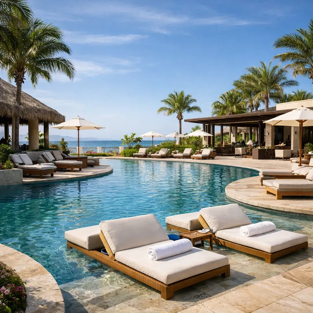 Luxury hospitality resort pool area