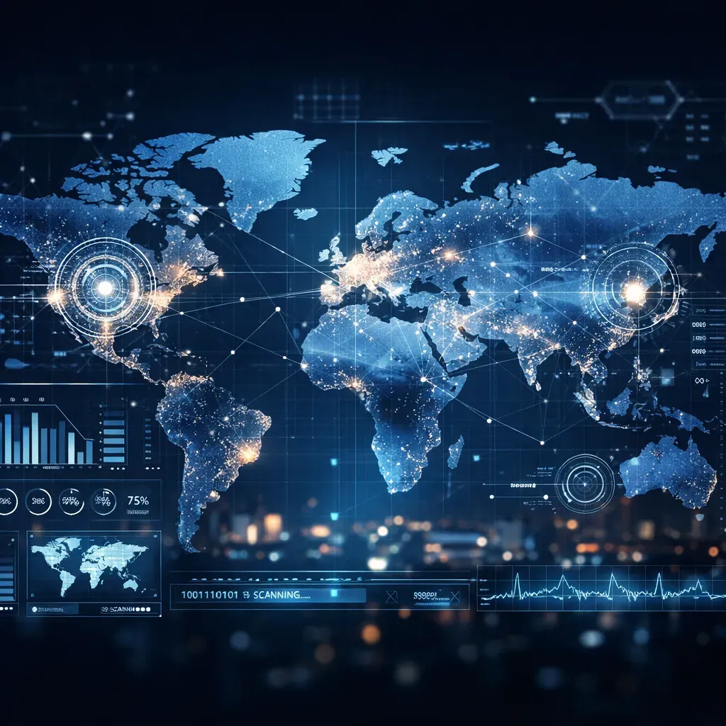World map tech overlay