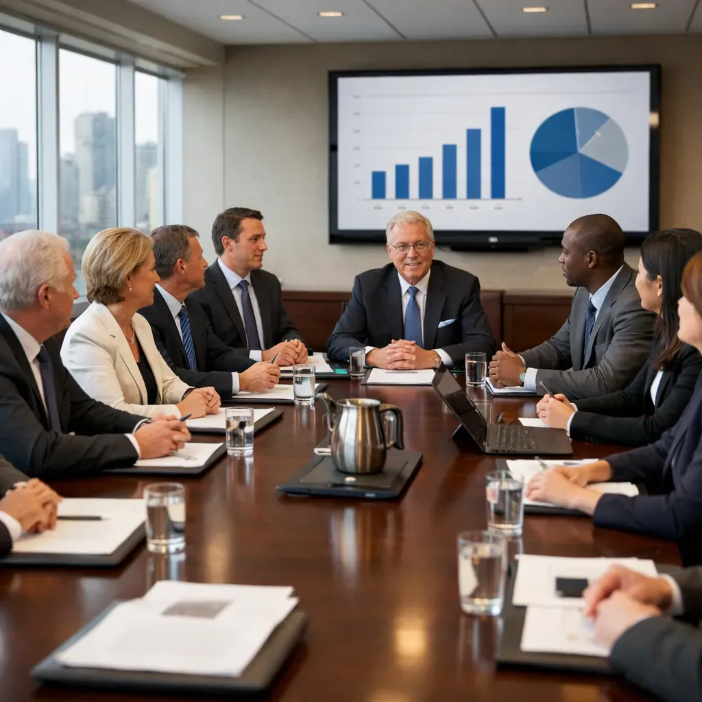 Corporate boardroom meeting