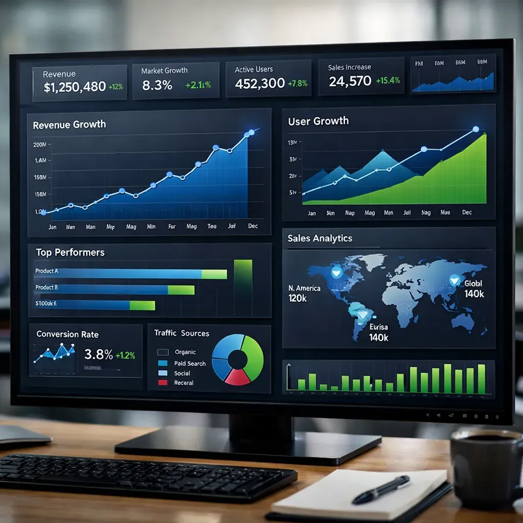 Data visualization dashboard showing upward trends