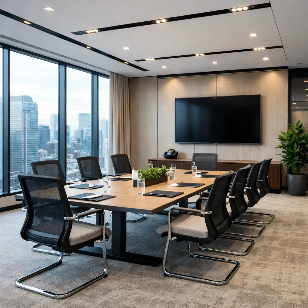 Modern corporate office meeting room