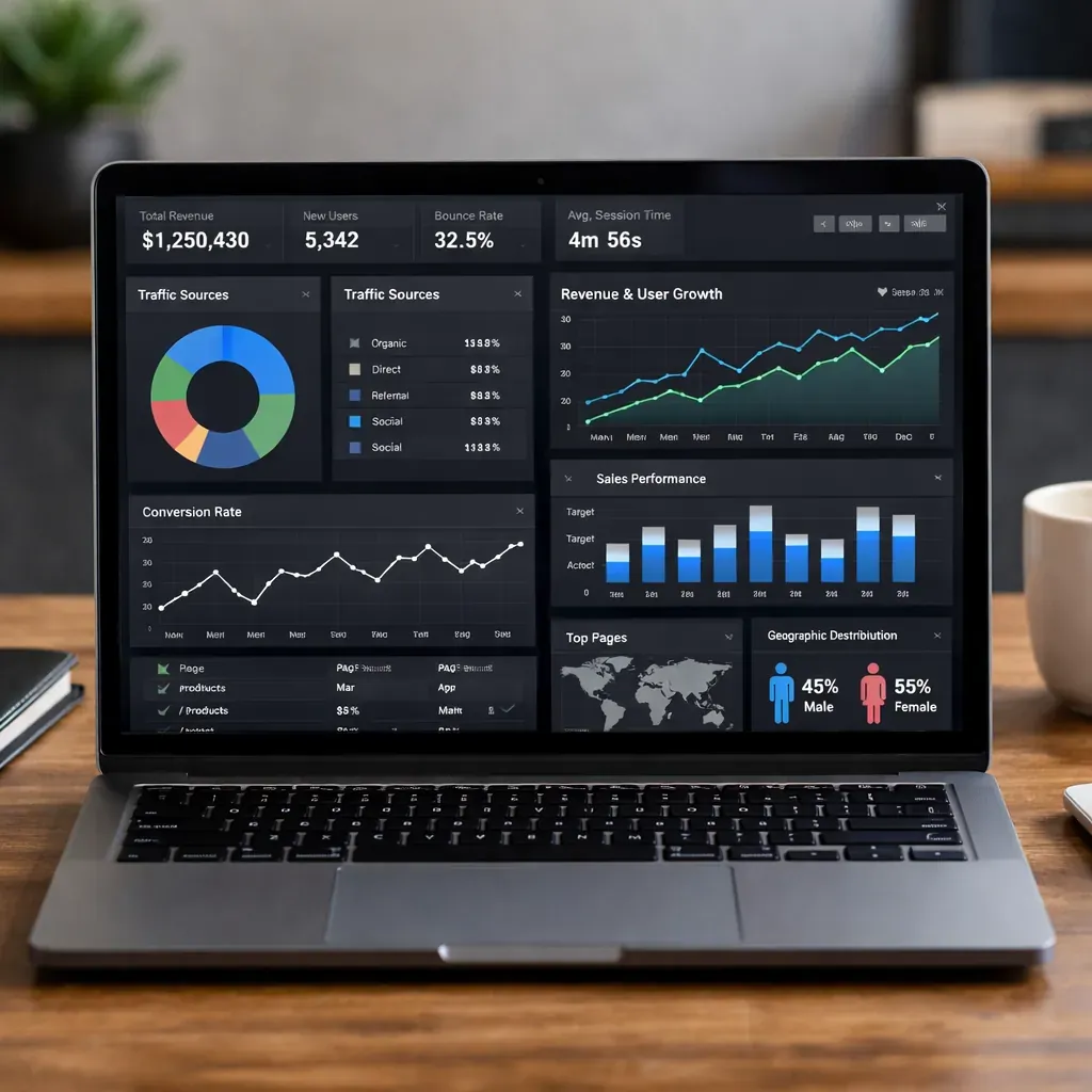Data dashboard on laptop