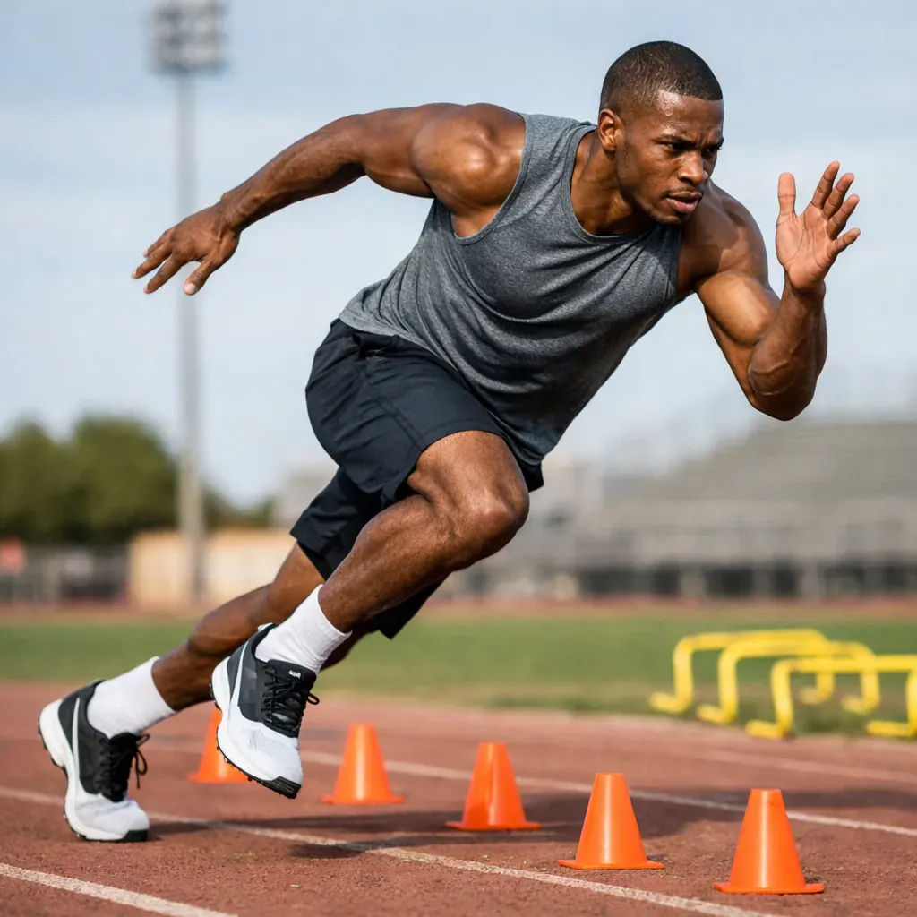 Athlete performing sprint drills