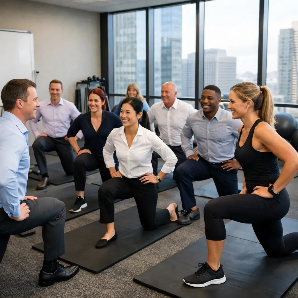 Corporate group fitness training session