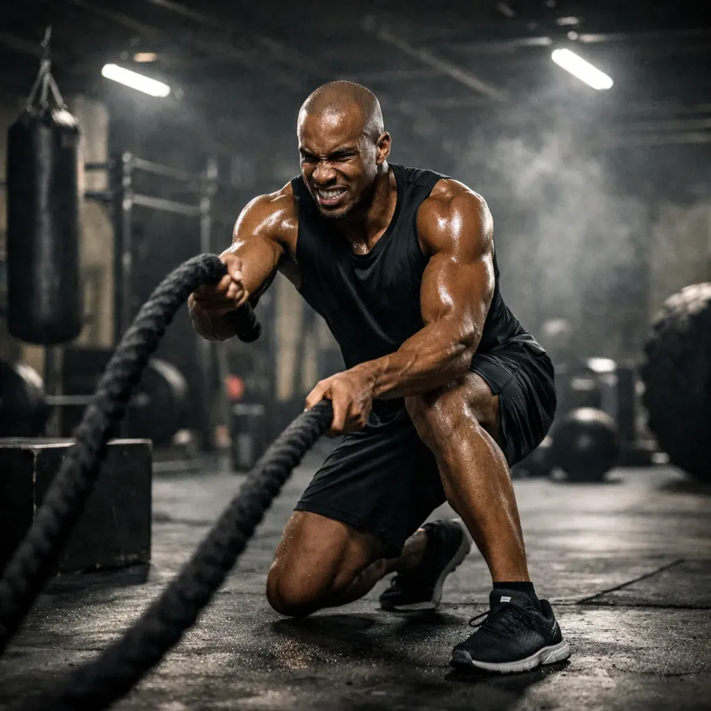 Athlete training in dark facility