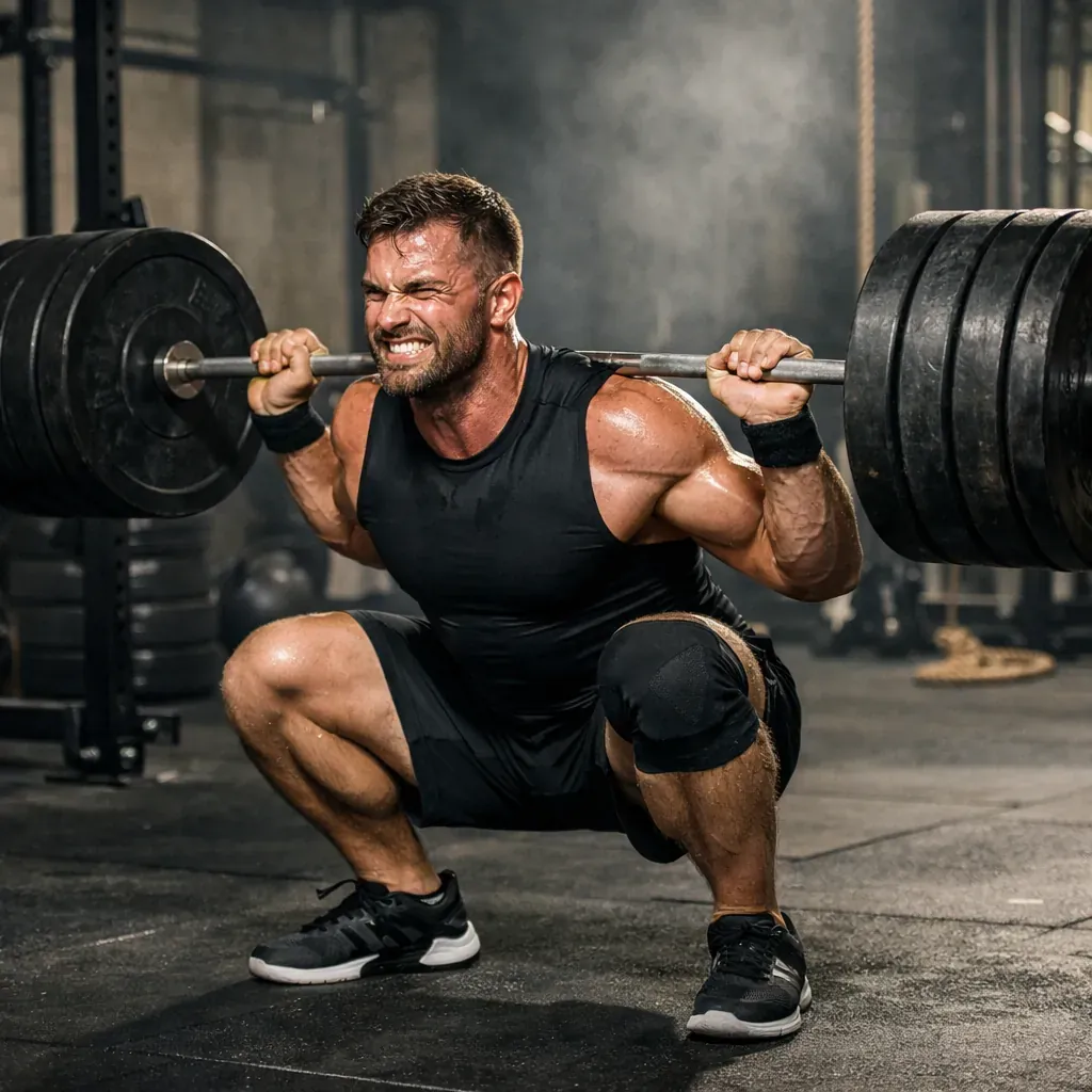 Athlete lifting heavy weights