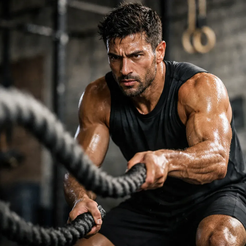 Athlete training with focus and intensity