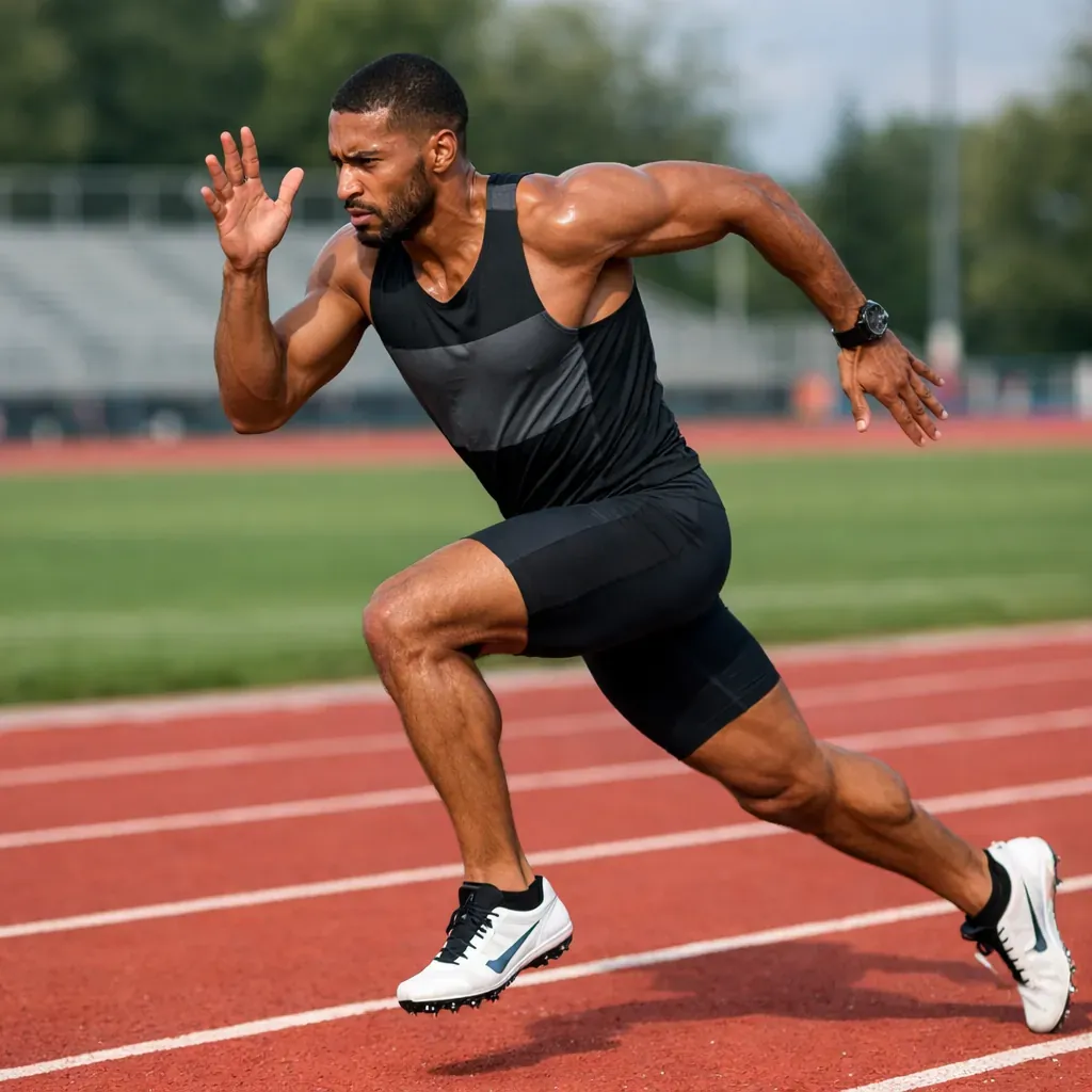 Athlete running on track