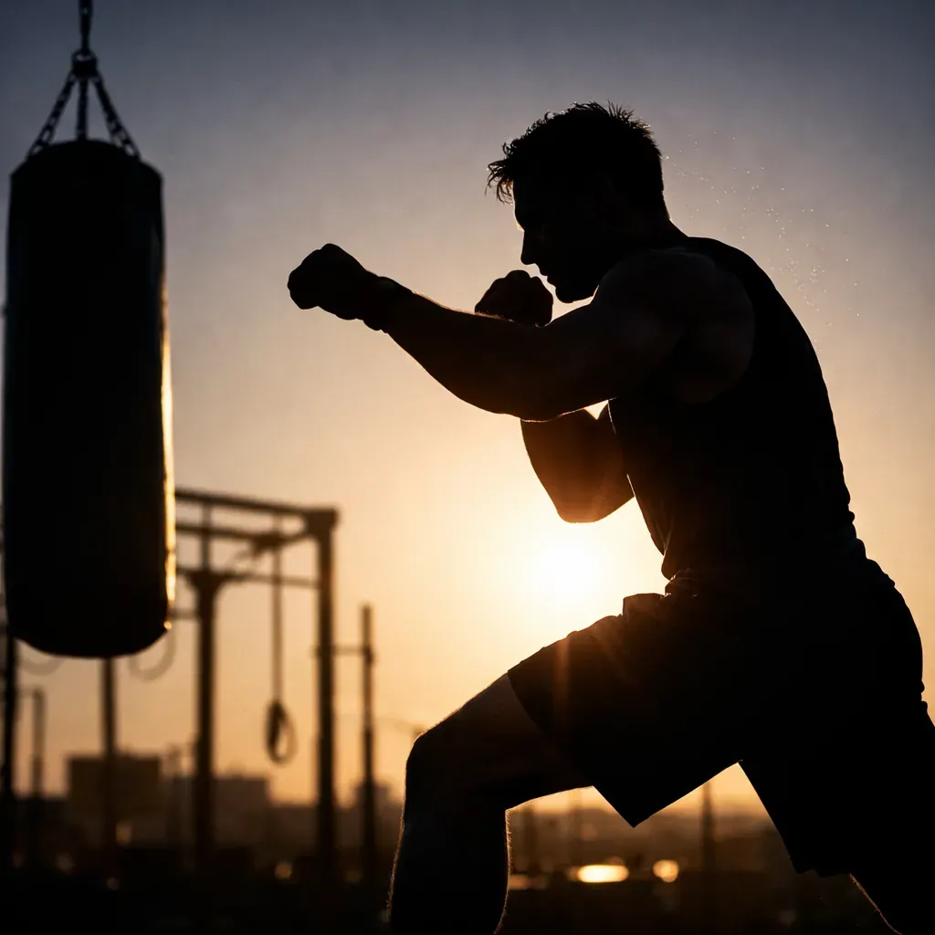 Silhouette of an athlete in training