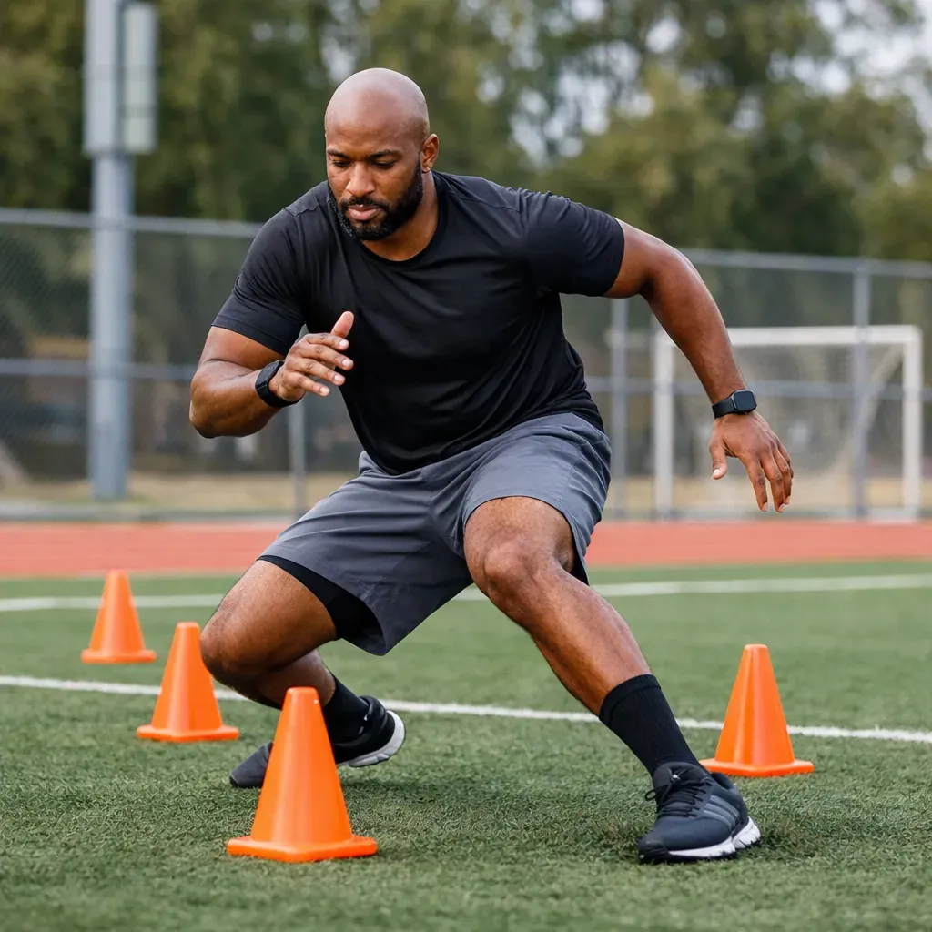Client performing agility drills