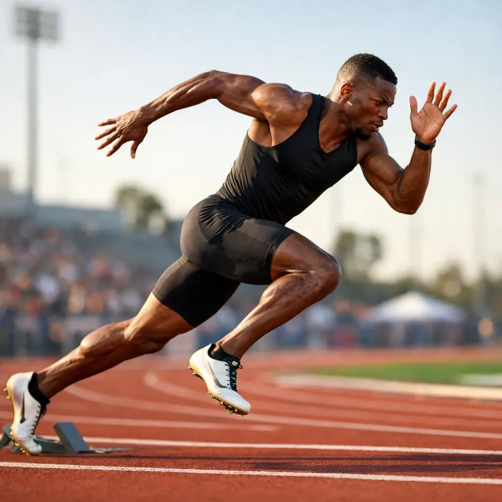 Athlete sprinting on track