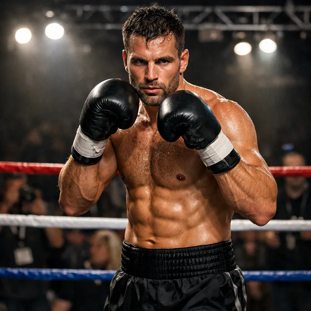 Fighter in boxing ring