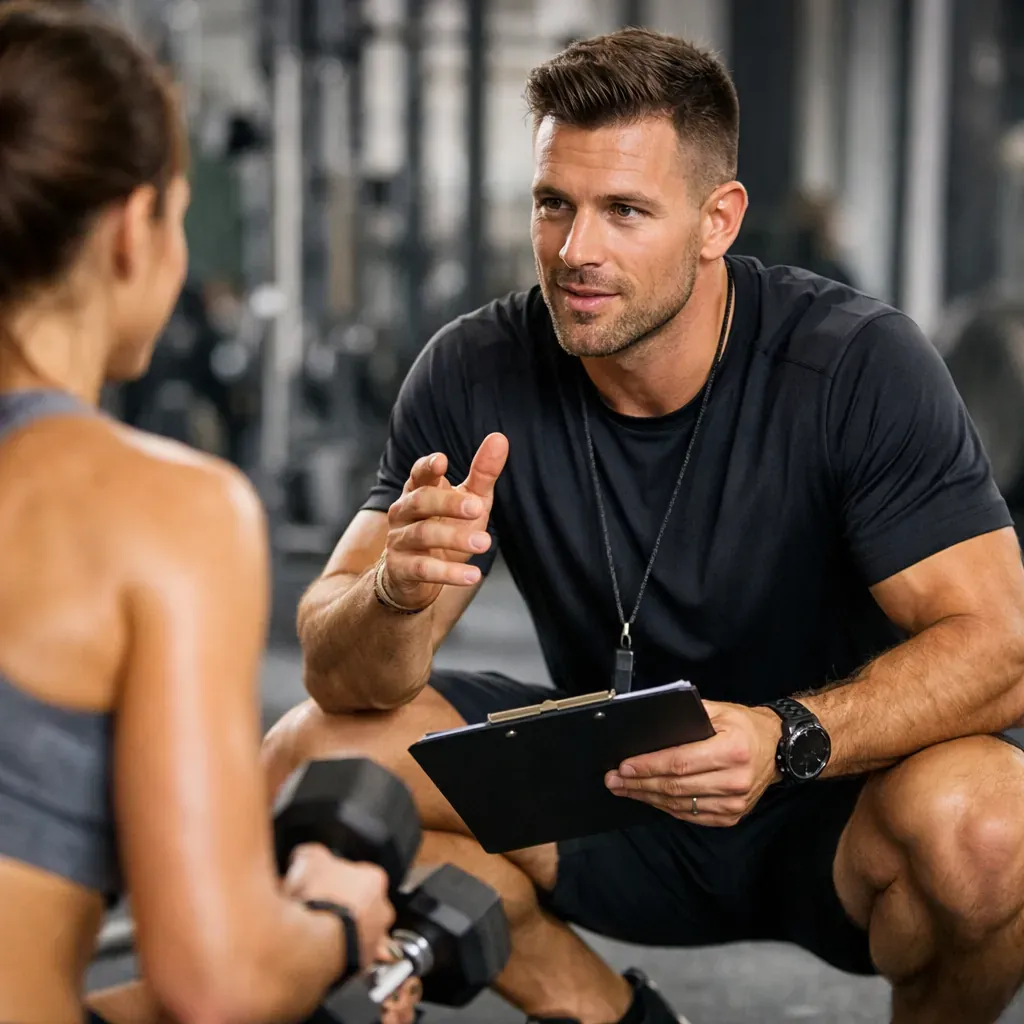 Fitness coach in action