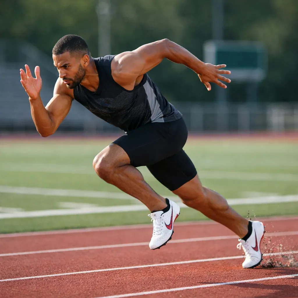 Athlete sprinting on track