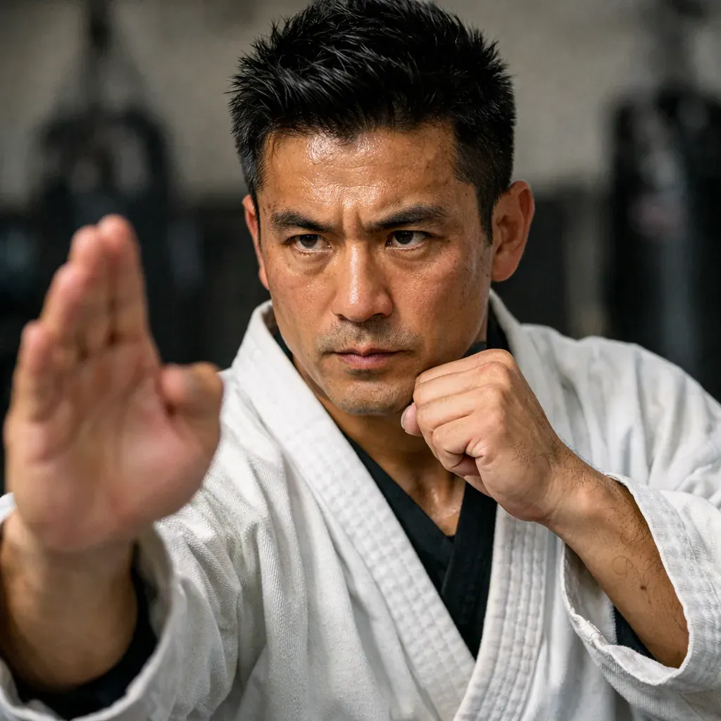 Martial artist focusing