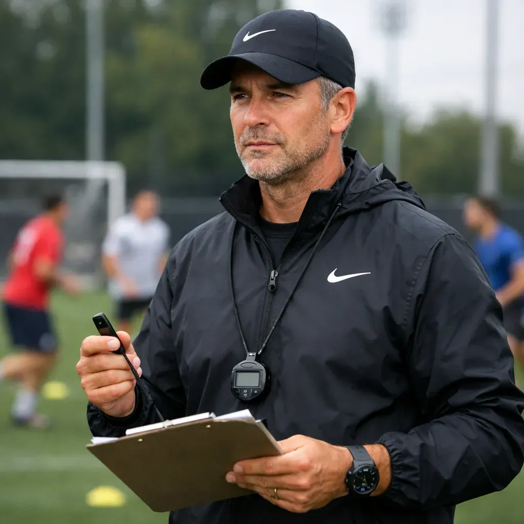 Professional sports coach in training environment