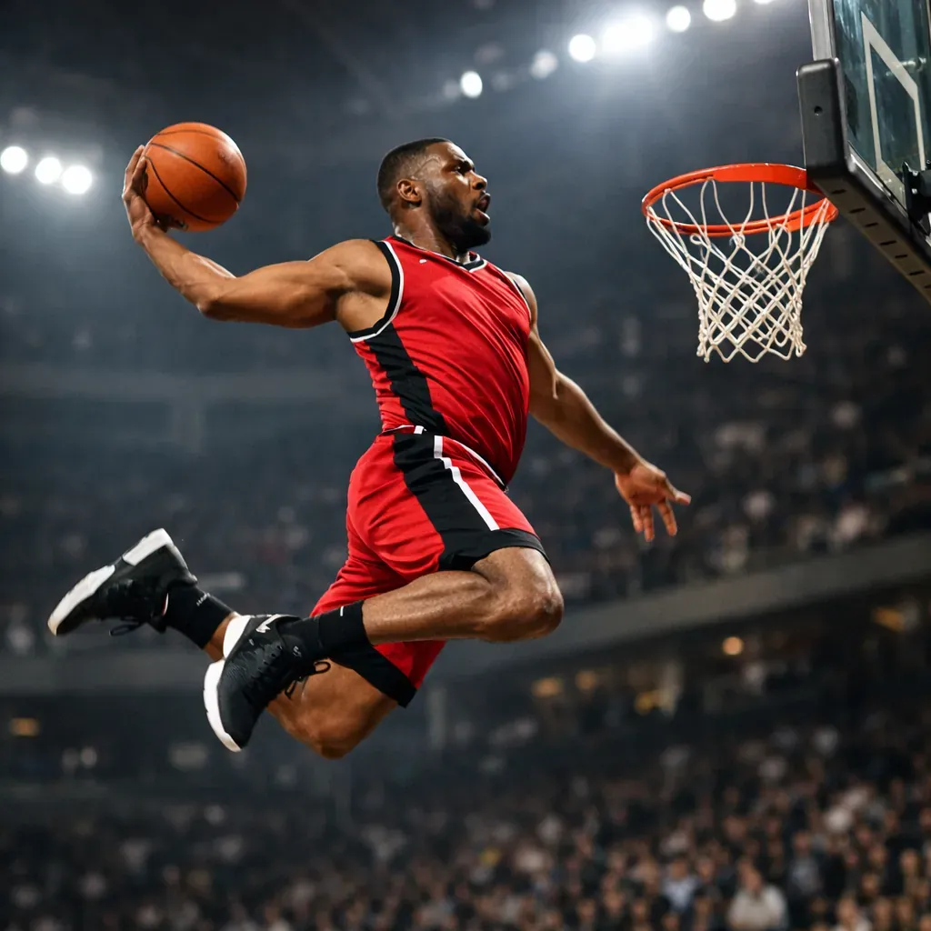 Basketball player jumping