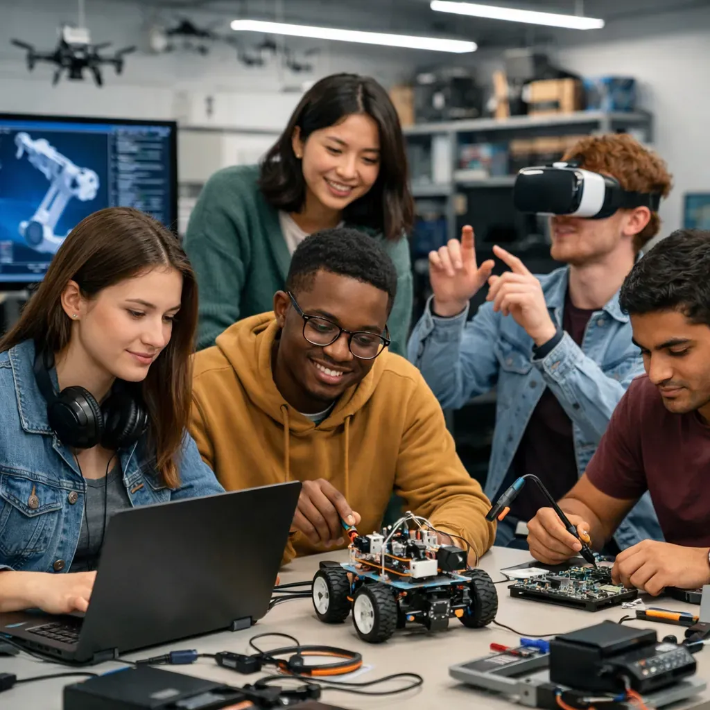 Students in modern tech lab