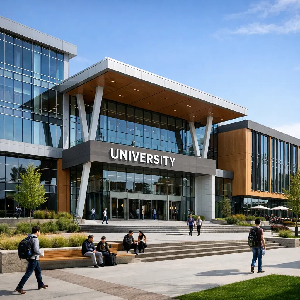 Modern university campus building