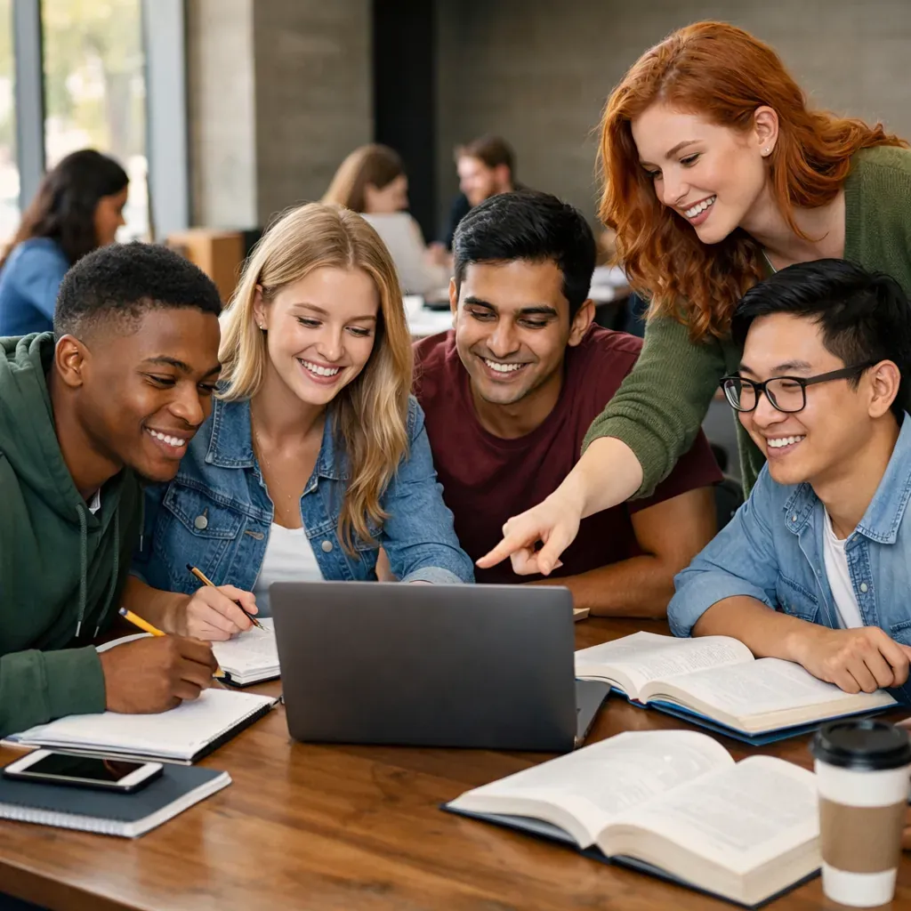 Students gathering and collaborating