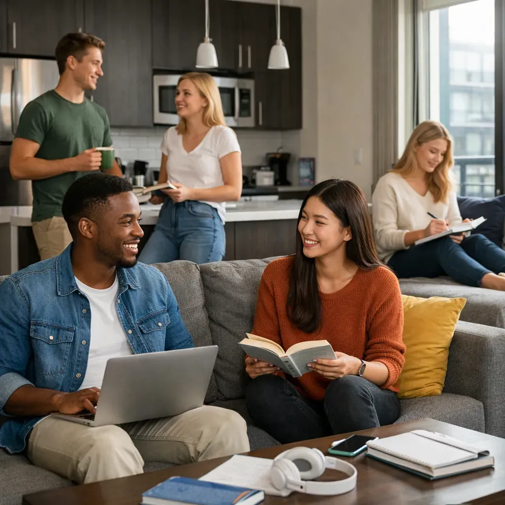 Students in modern housing