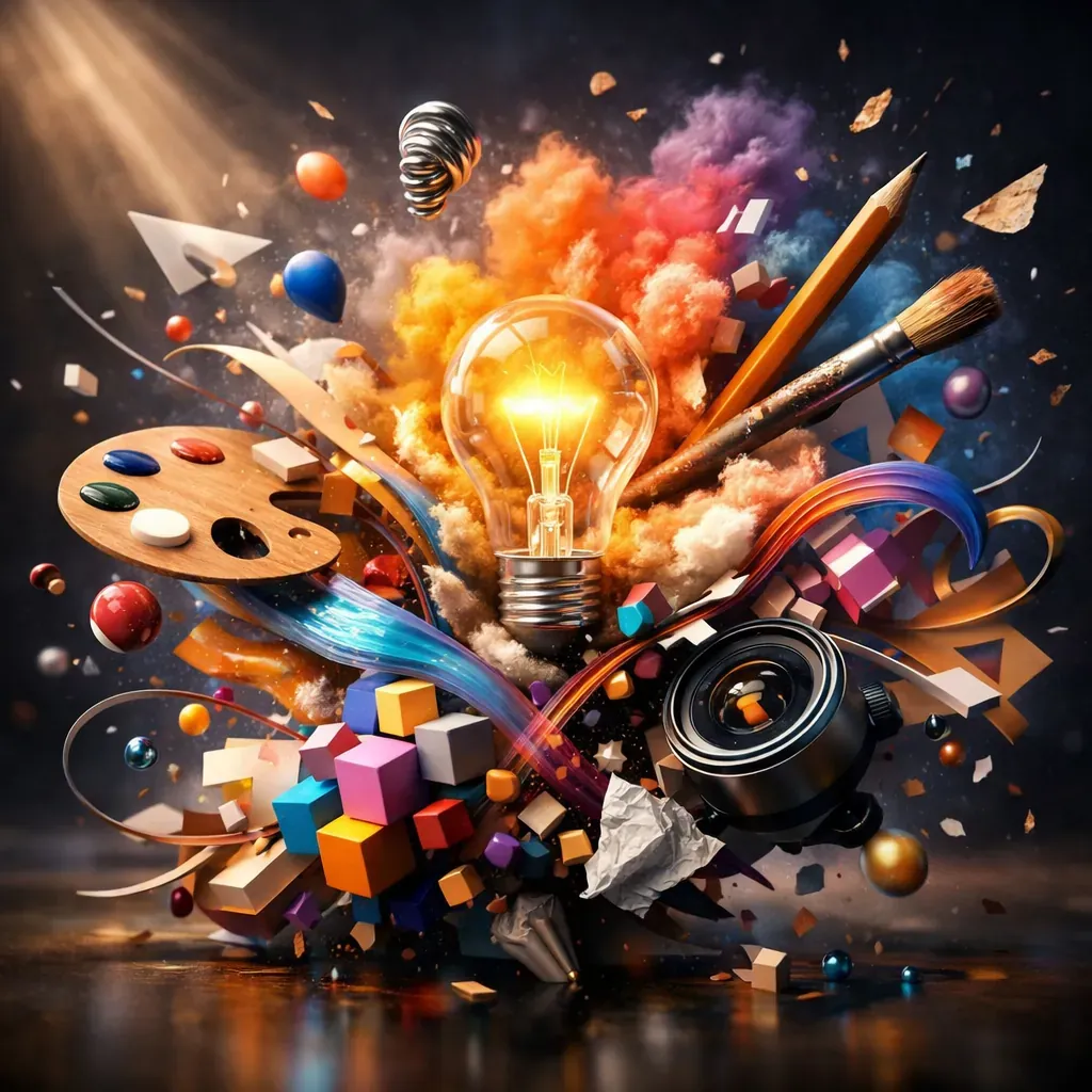 Abstract 3D digital art representing creativity