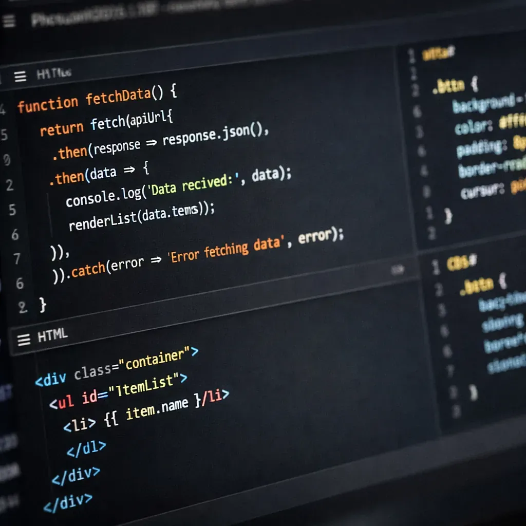 Programming code on a dark screen representing a task manager AI