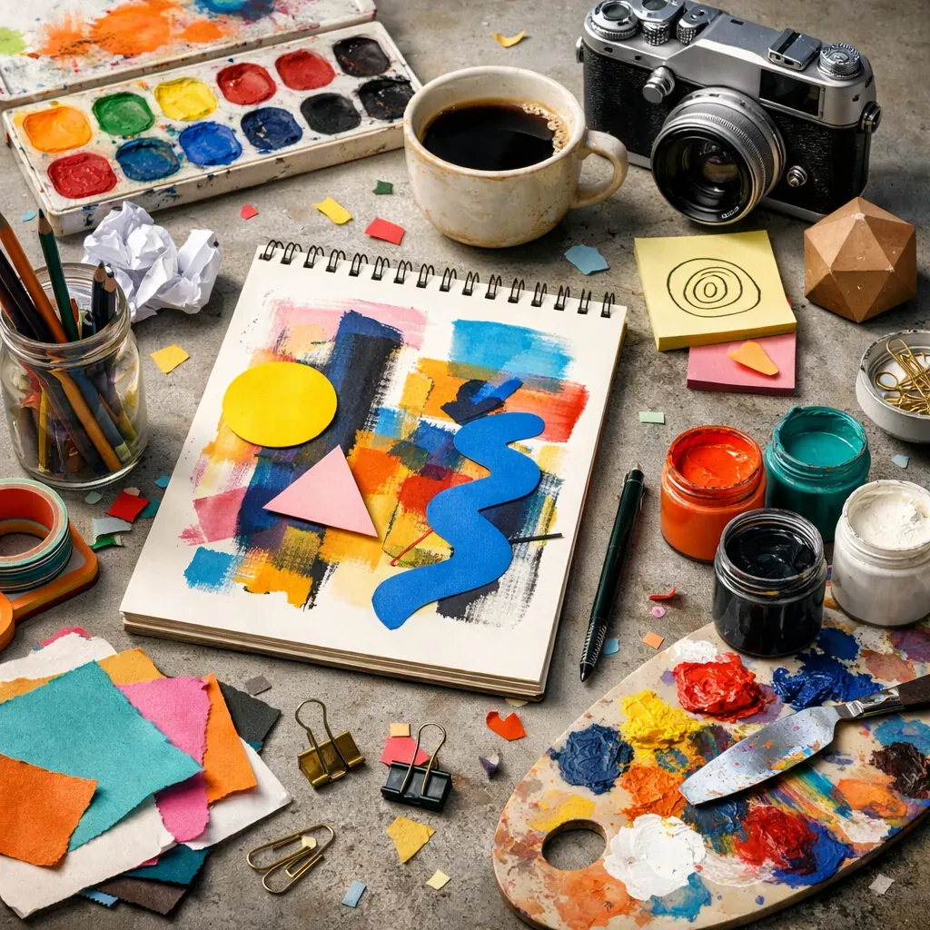 Creative abstract workspace details