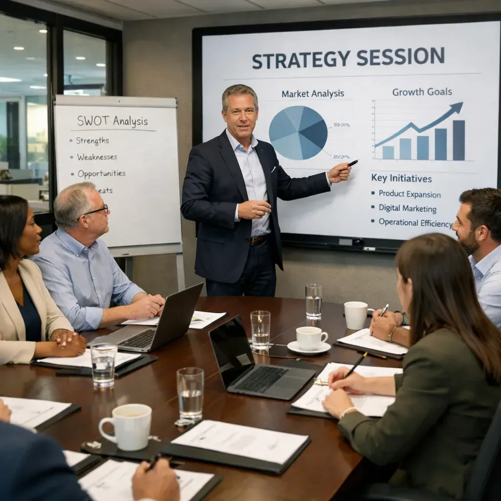 Corporate meeting strategy session