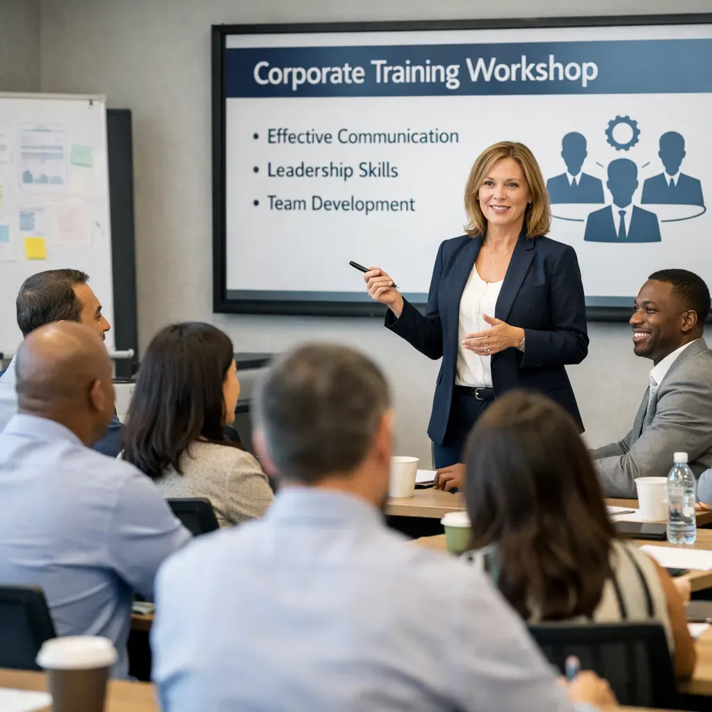 Corporate training session with diverse team