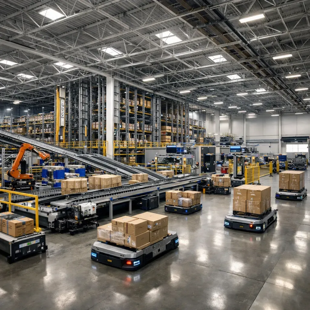 Modern automated logistics facility interior
