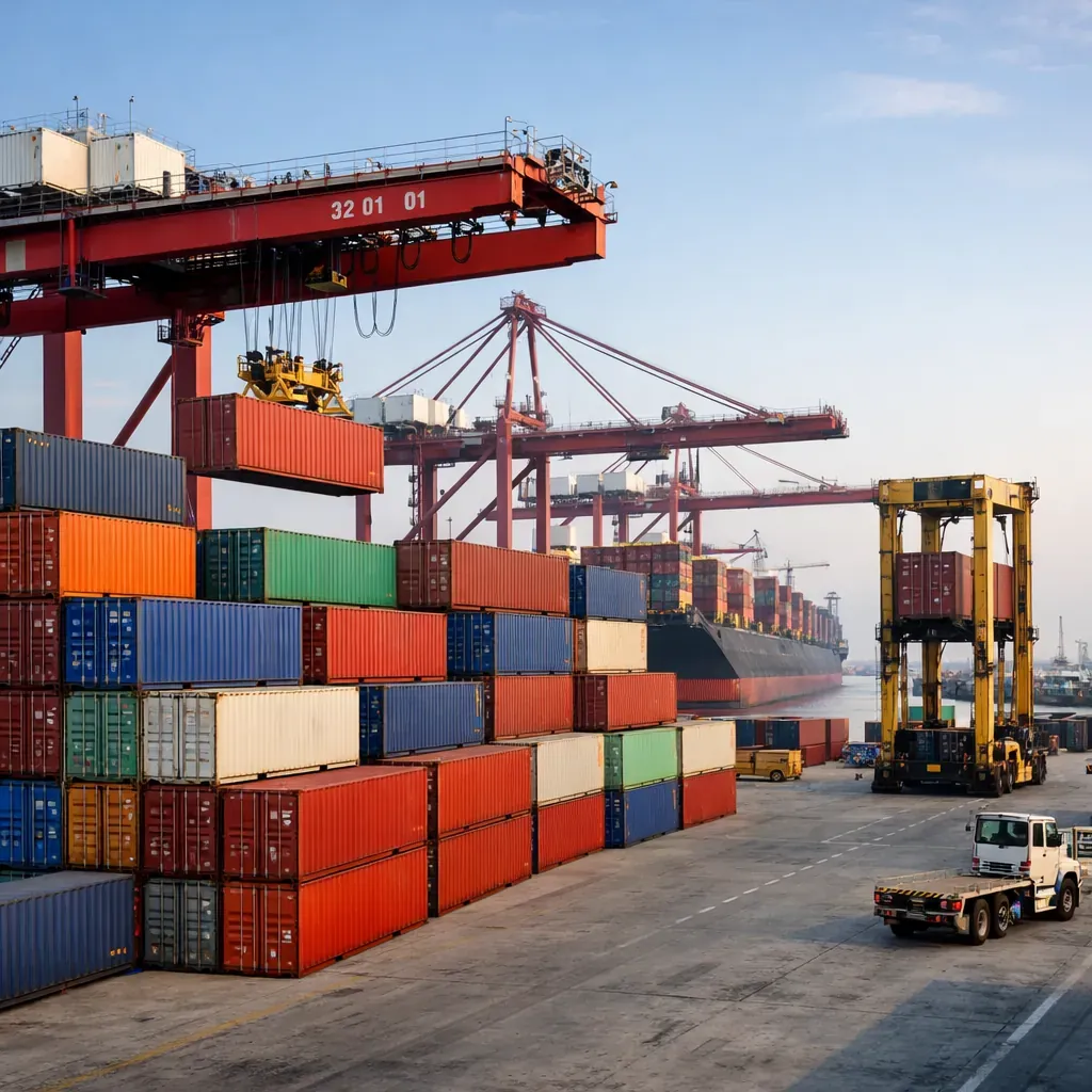Logistics containers at a modern port facility