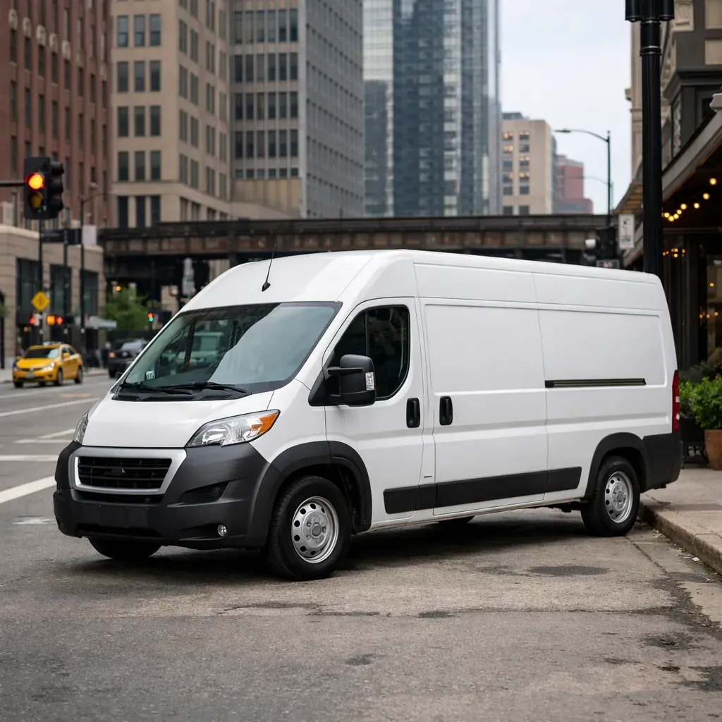 Delivery van in urban setting