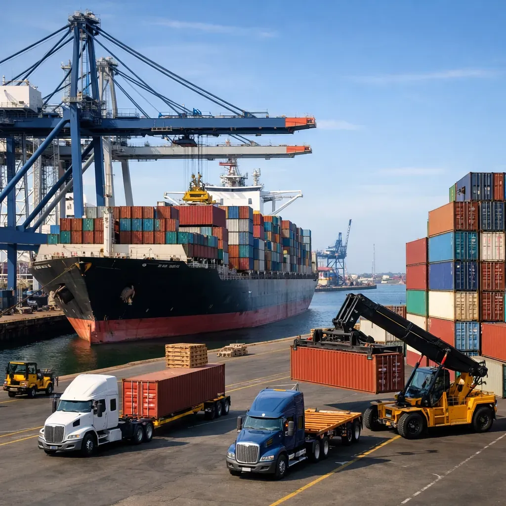 Shipping port logistics facility