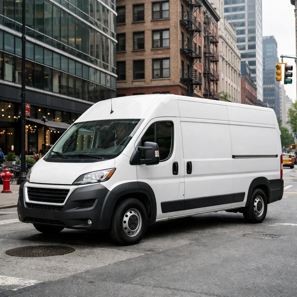 Delivery van in urban environment
