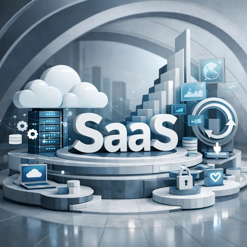 Abstract architectural structure representing SaaS framework