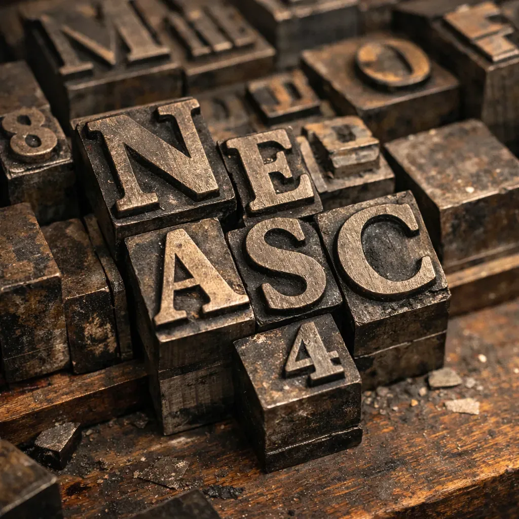 Vintage printing press letters