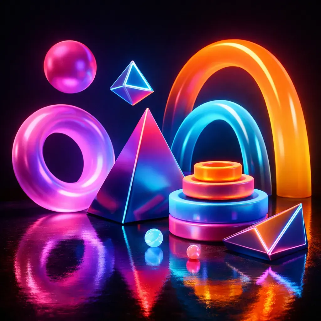 Abstract 3d neon shapes