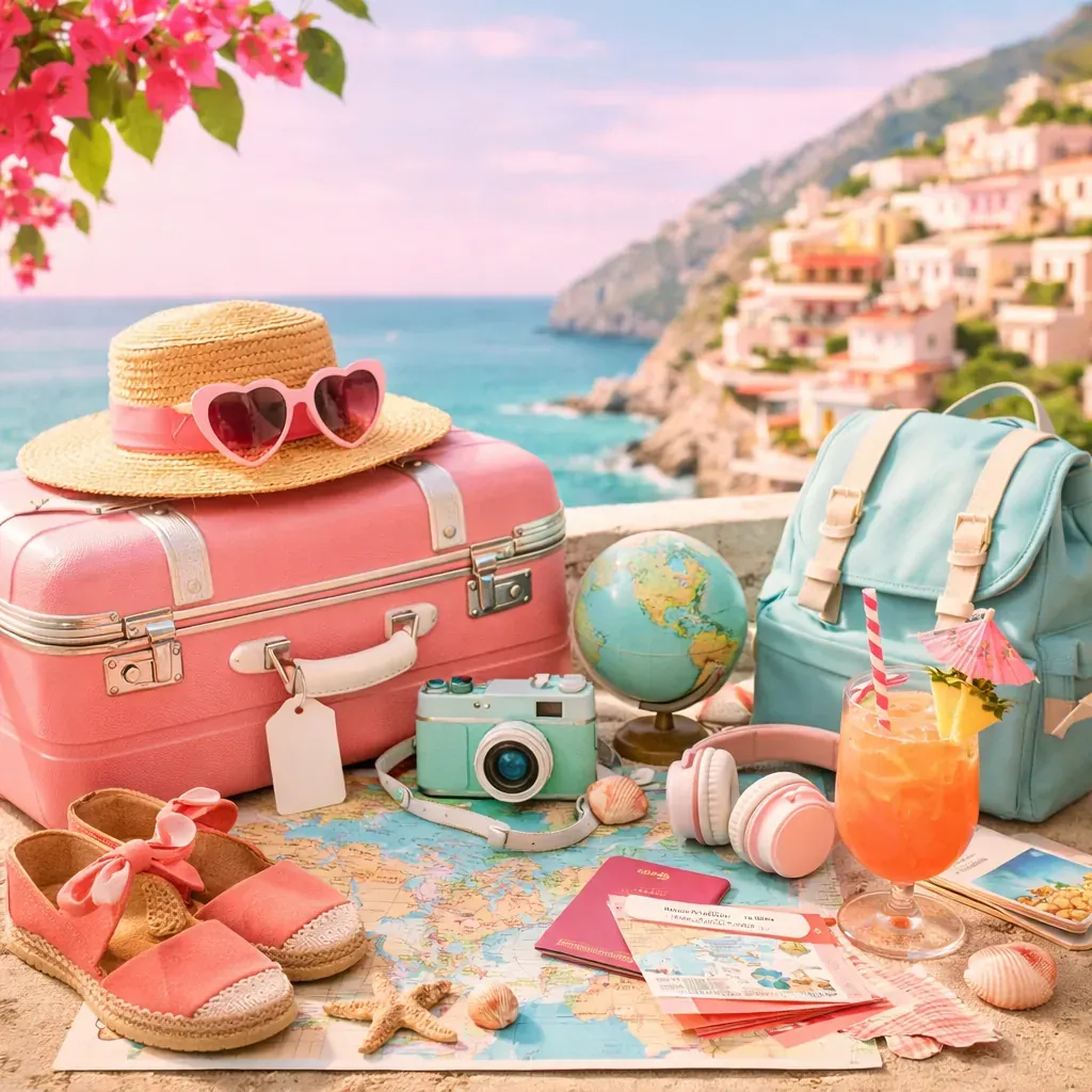 Vibrant pastel travel aesthetic