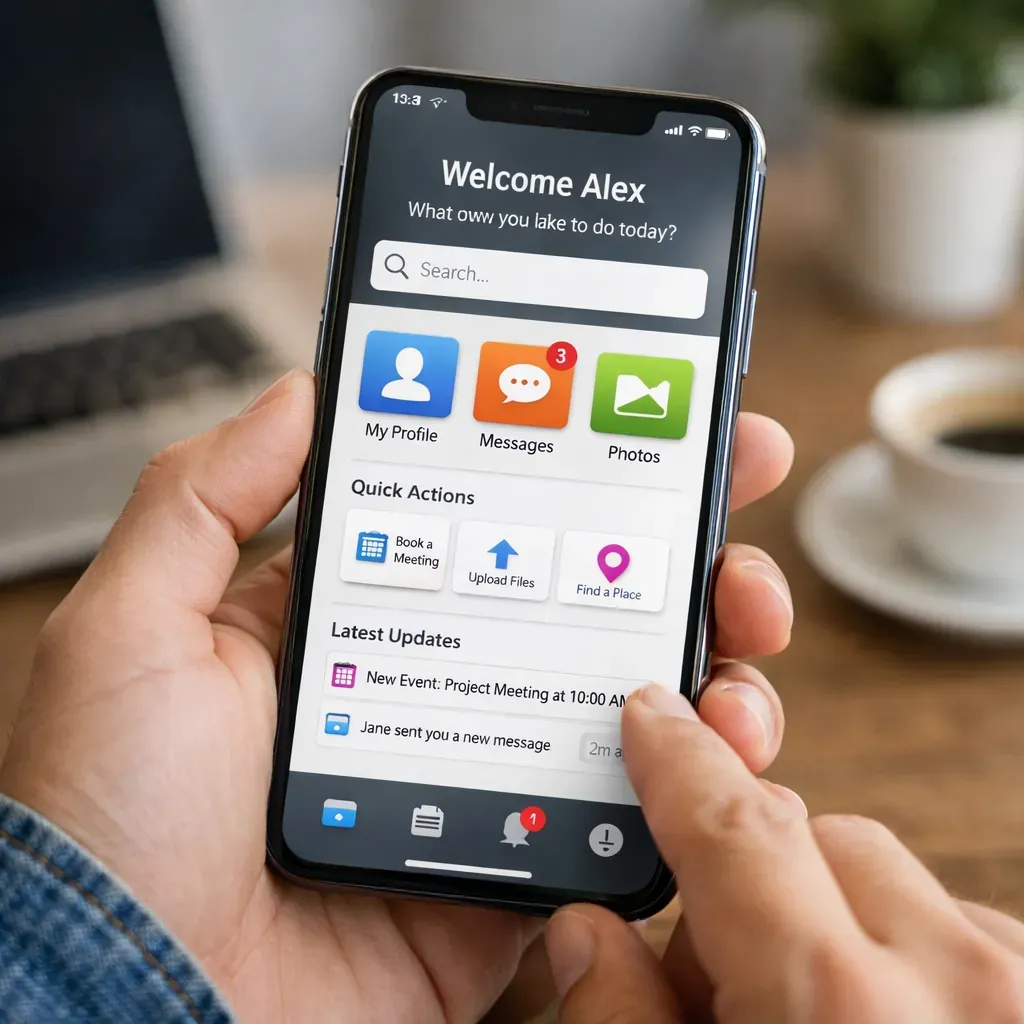 Person holding a smartphone checking email