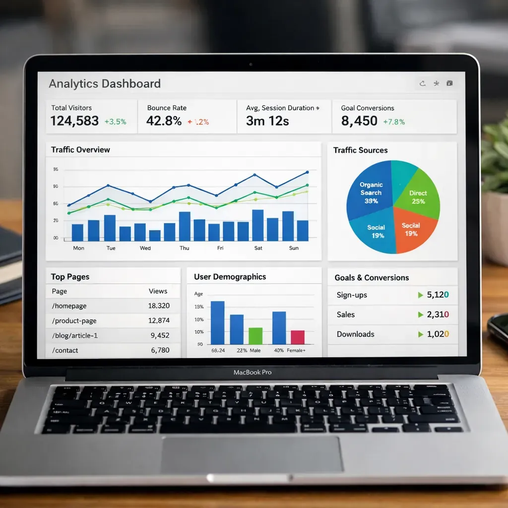 Dashboard showing analytics on a laptop screen